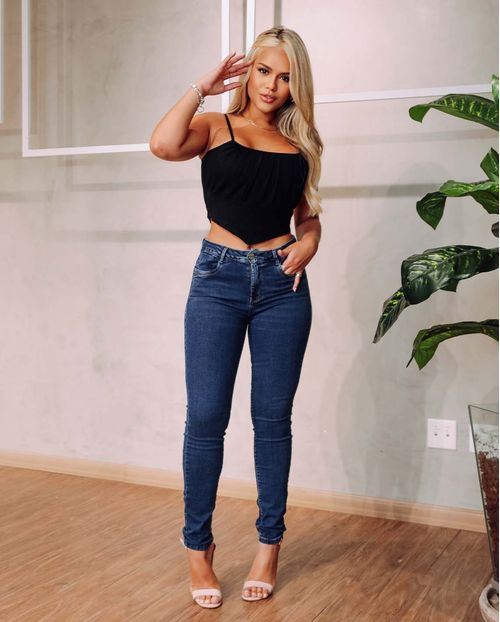 Calça Jeans Feminina Skinny Intermediária Básica 21554 Escura