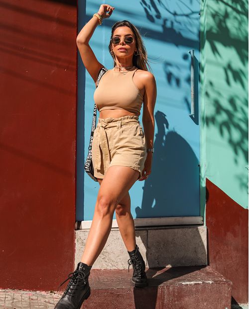 Shorts Clochard C/cinto Bege 21229 Unica