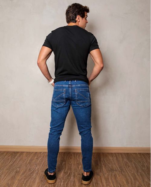 Calça Jeans Masculina Super Skinny Média Básica - Linha Itália   20975 Unica