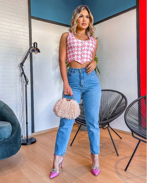 Calça Jeans Feminina Mom Básica Vibes Iara 00131 Média