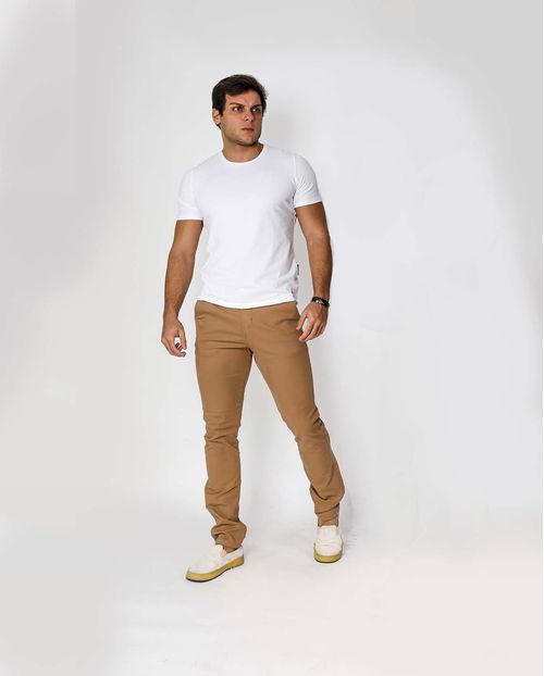 Calça Chino Masculina Bege   11003 Unica