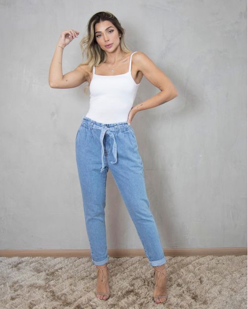 Calça Mom C/cinto Revestido 19720 Unica