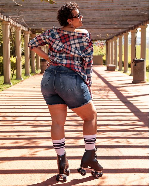 Shorts Plus Rasgado C/barra Desfiada 21191 Unica