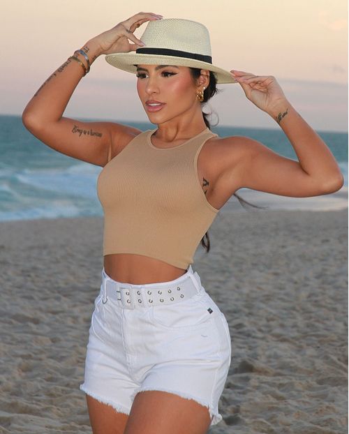 Shorts Mom Branco com Cinto Revestido 21222 Unica