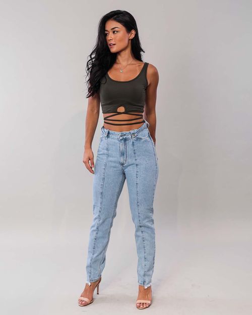 Calça Mom com Cós Diferenciado 21258 Unica