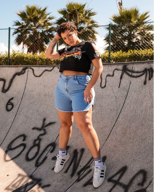 Shorts Plus Claro C/abertura Na Barra 21296 Unica