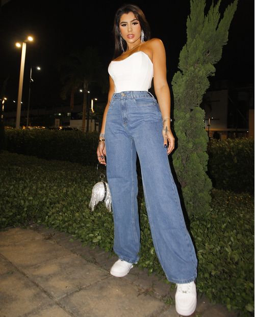 Calça Jeans Feminina Wide Leg Básica 20830
 Unica