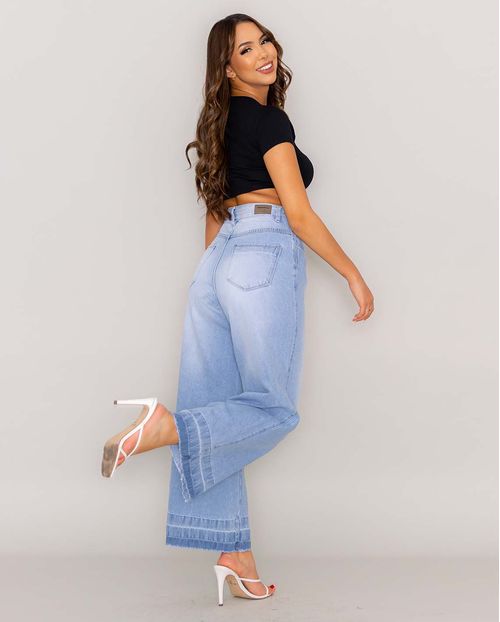 Calça Cropped Oversize C/barra Desmanchada 21259 Unica