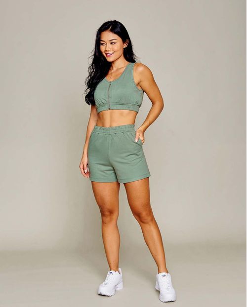 Conjunto Moletinho Regata com Zíper Verde 90069v Unica