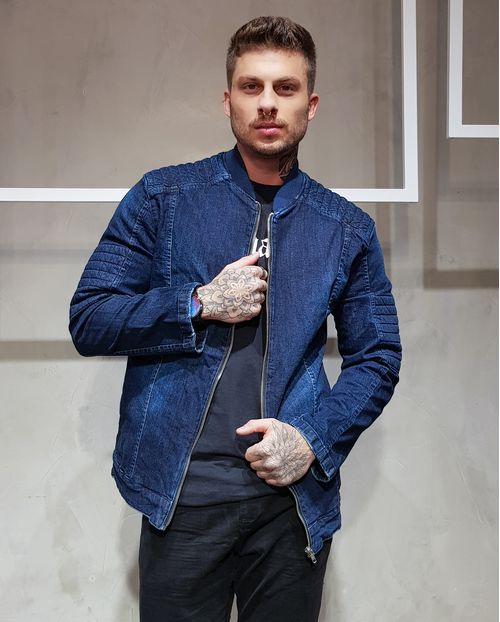 Jaqueta Jeans Masculina Bomber Escura 14614 Unica