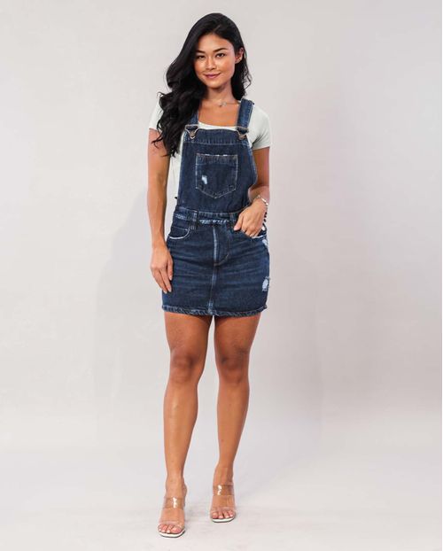 Salopete Jeans Escura com Fivela 21106e Unica
