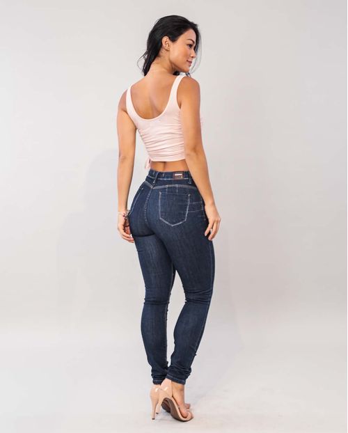 Calça Jeans Intermediaria Feminina com Puidos Abaixo do Bolso  21185 Unica