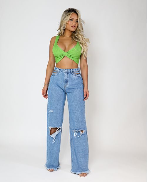Calça Wide Leg Algodão 20928 Unica