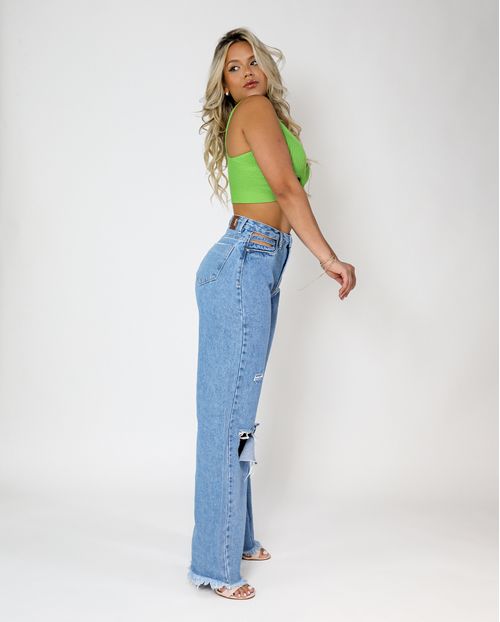 Calça Wide Leg Algodão 20928 Unica