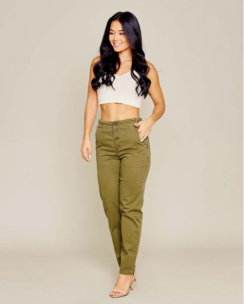 Calça Fem Baggy C/elastano 20921 Verde