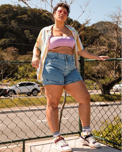 Shorts Plus Claro C/barra a Fio 21294 Clara