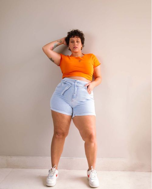Shorts Jeans Feminino Plus Mom com Cós Duplo  21292 Clara