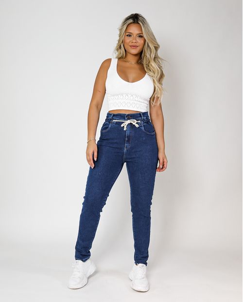 Calça Jeans Feminina Rope com Elastano   02411 Escura