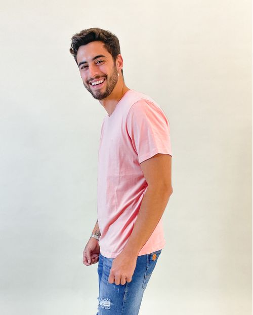 Camiseta de Algodão Egípcio Masculina Básica 90102 Rose