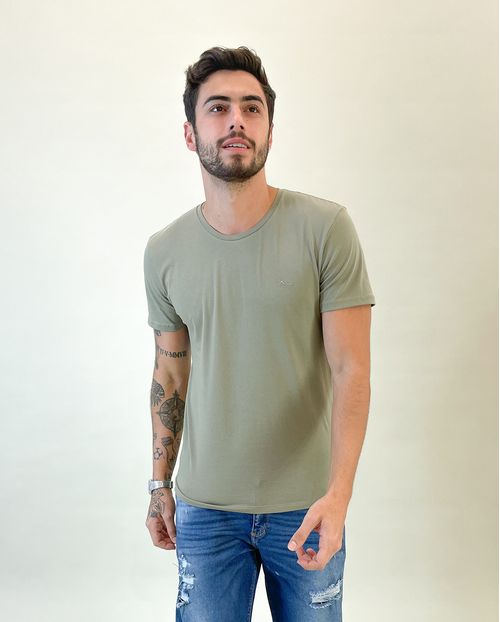 Camiseta de Algodão Egípcio Masculina Básica 90102 Verde