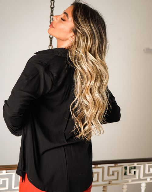 Camisa Feminina Manga Longa com Top de Alcinha 90201 Preto