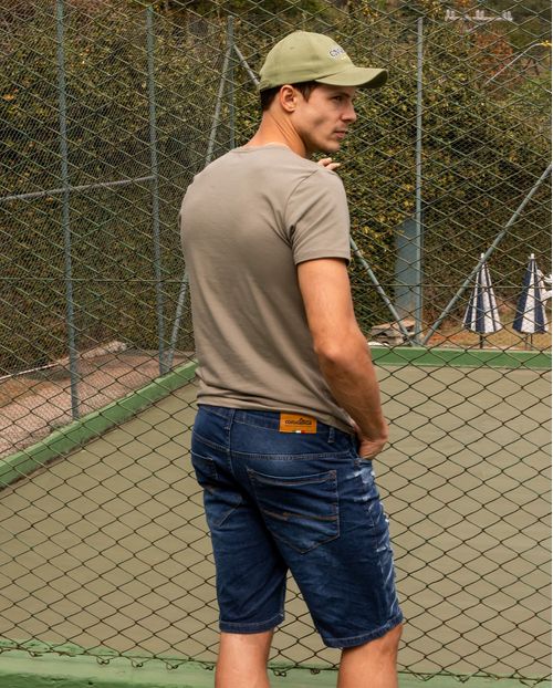 Bermuda  Masc Consciência Jeans Coleção Itália 21594 Escura Rasgada
