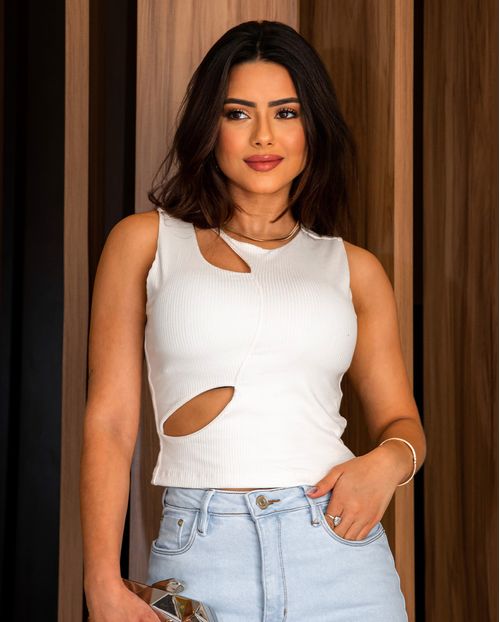 Blusa Feminina Cut Out 90210 Off White