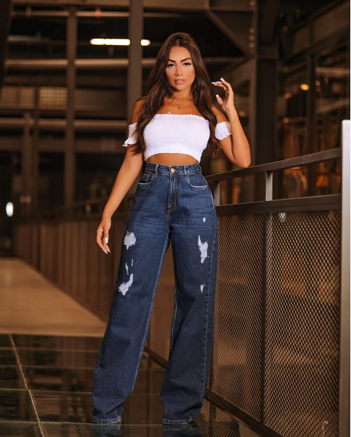 Calça Wide Leg 100% Algodão 20490 Unica