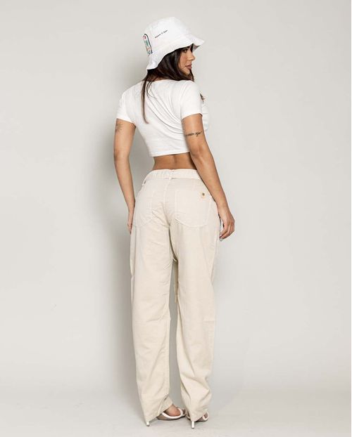 Calça Feminina Baggy Off White com Cinto   21277 Unica