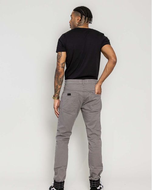 Calça Sarja Masculina Slim Fit Básica 22191 Cinza