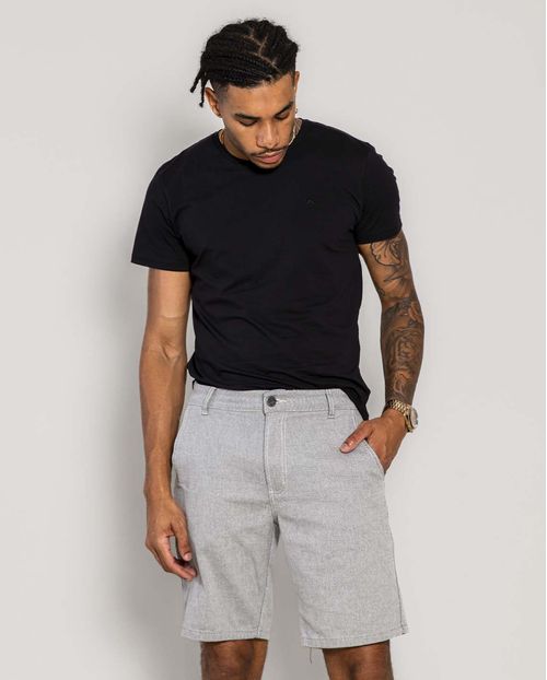 Bermuda Sarja Masculina Chino 22316 Linho Cinza