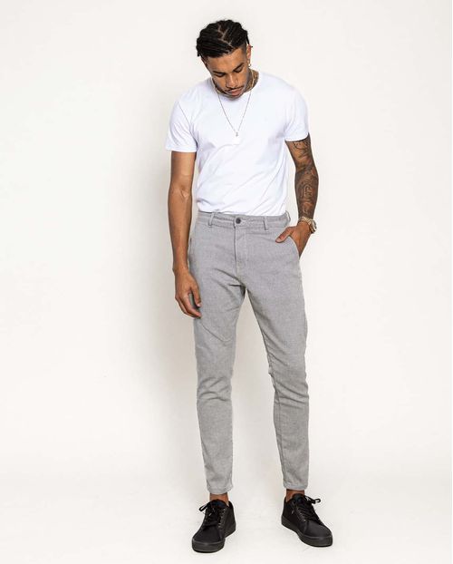 Calça Masculina Chino 22315 Linho Cinza