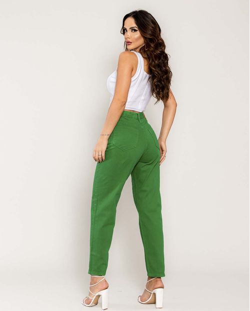 Calça Sarja Mom Feminina Cintura Alta Naturals 00111 Verde