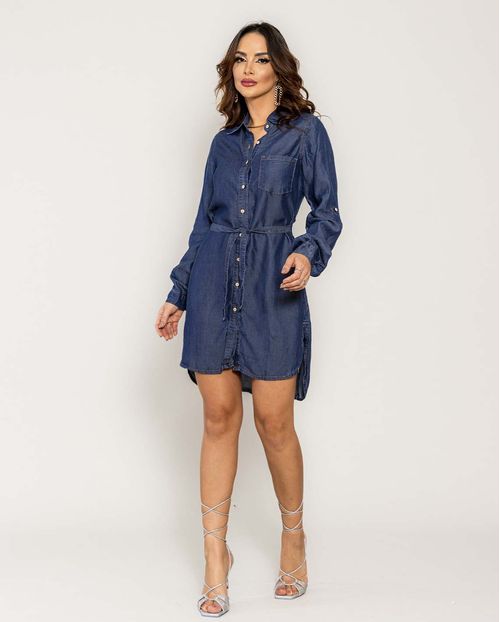 Chemise Mullet com Amarração Na Cintura  22094 Escura