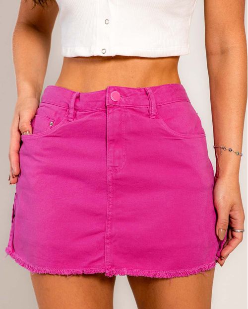 Shorts Saia com Abertura Lateral Na Barra Desfiada  22362 Rosa