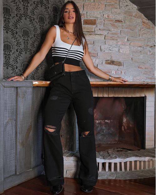 Calça Fem  Wide Leg Black  Consciência Jeans 20694
 Unica
