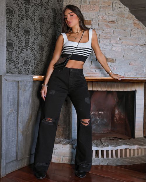 Calça Fem  Wide Leg Black  Consciência Jeans 20694
 Unica