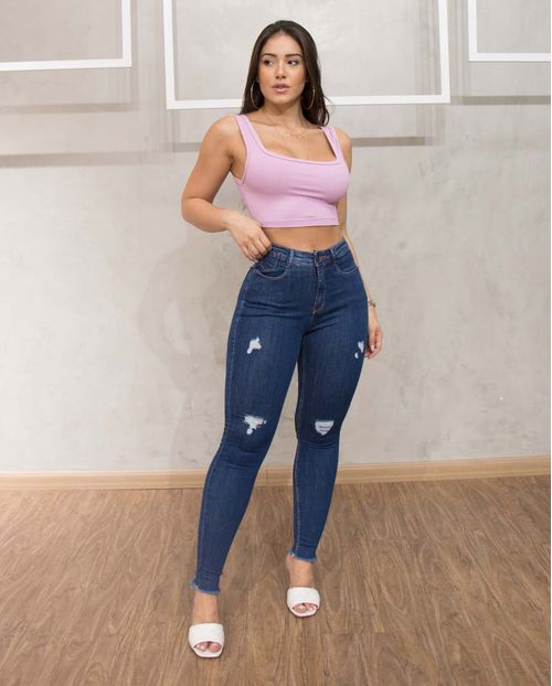 Calça Jeans Feminina Intermediaria com Elastano e Bolso Relógio No Cós   20056 Unica