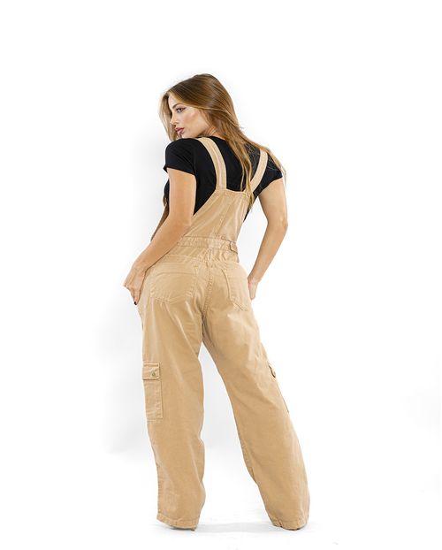 Macacão Feminino com Bolsos Cargo Na Lateral da Perna 22446 Caqui