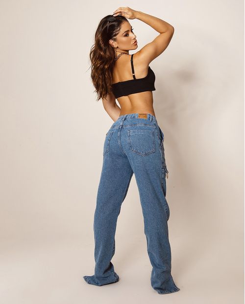 Calça Jeans Feminina Wide Loose Carpinteiro 22598 Média
