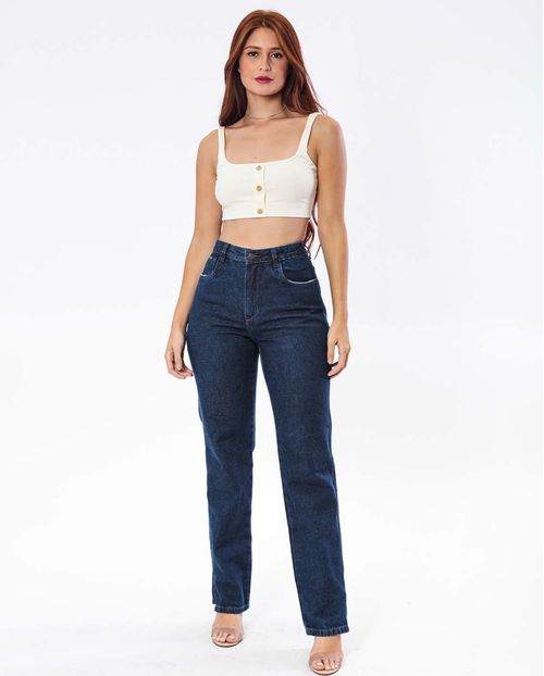 Calça Wide Loose Escura C/abertura Na Barra 02922 Escura