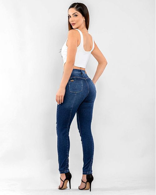 Calça Jeans Feminina Skinny Intermediaria com Nervura 22384 Escura