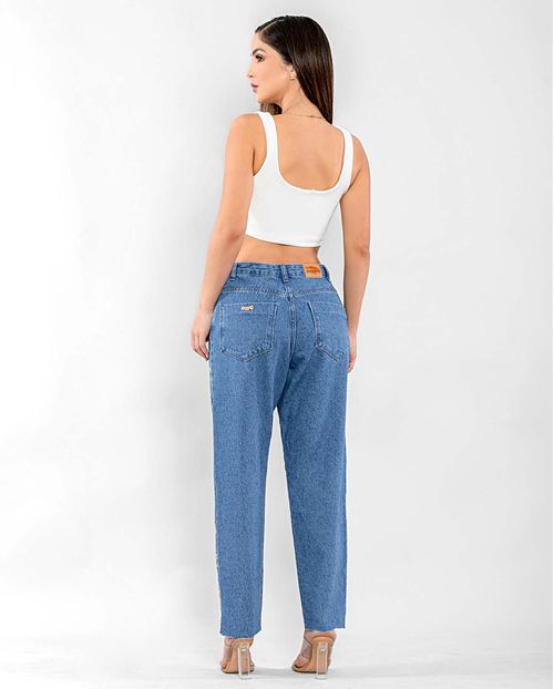 Calça Jeans Feminina Mom Bordado Flor 22543 Média
