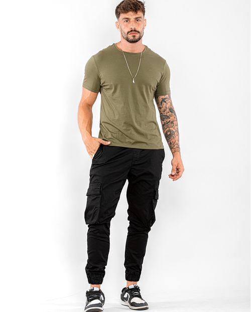 Calça Masculina Jogger Cargo Preta   22289 Preto