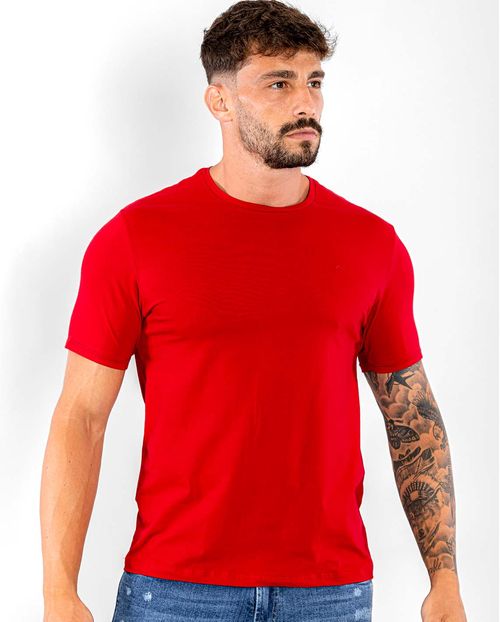 Camiseta de Algodão Egípcio Masculina Básica 90102 Vermelho