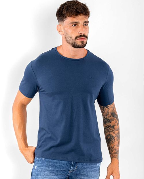 Camiseta de Algodão Egípcio Masculina Básica 90102 Marinho