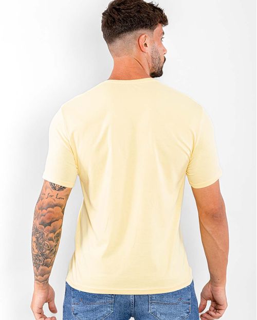 Camiseta de Algodão Egípcio Masculina Básica 90102 Amarelo