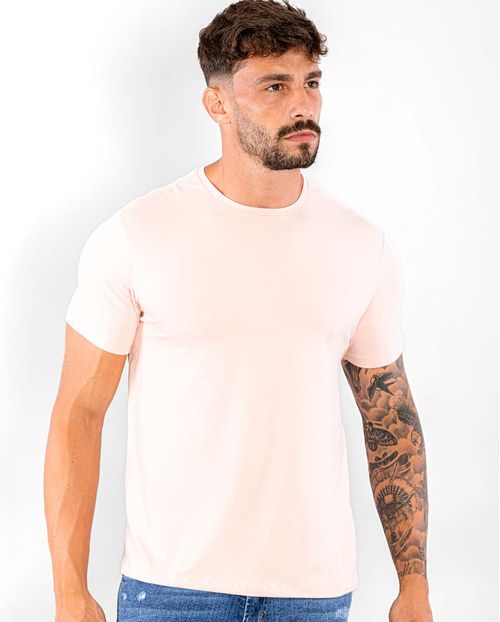 Camiseta de Algodão Egípcio Masculina Básica 90102 Rosa