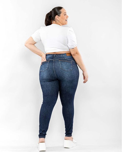 Calça Jeans Feminina Plus Size Extreme Power Basica 22588 Escura