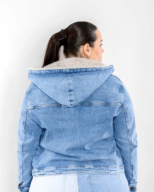 Jaqueta Jeans Feminina Cropped Plus Size Forrada 20646 Unica